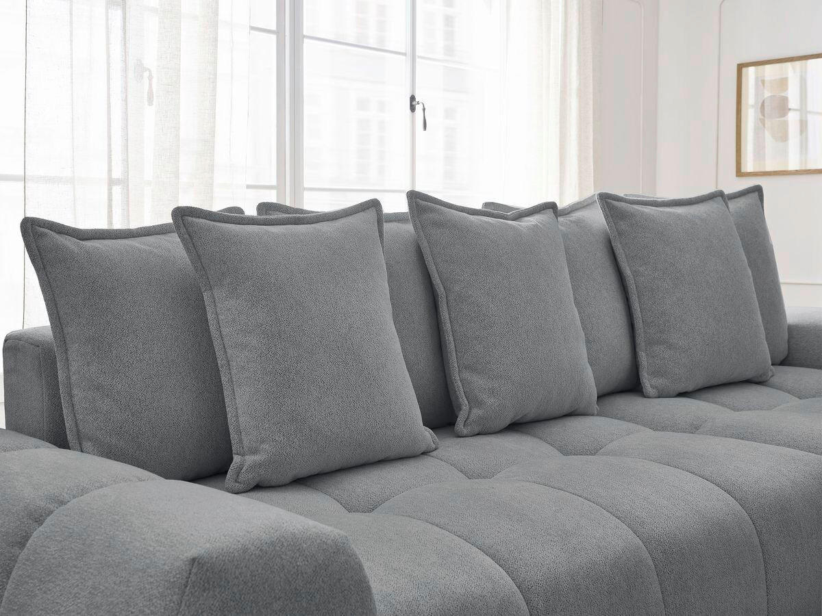 ECKSCHLAFSOFA EVEREST  mit Rücken echt, Armteil links, Armteil rechts Flachgewebe Dunkelgrau  - Dunkelgrau/Schwarz, MODERN, Kunststoff/Textil (318/180cm) - Livetastic