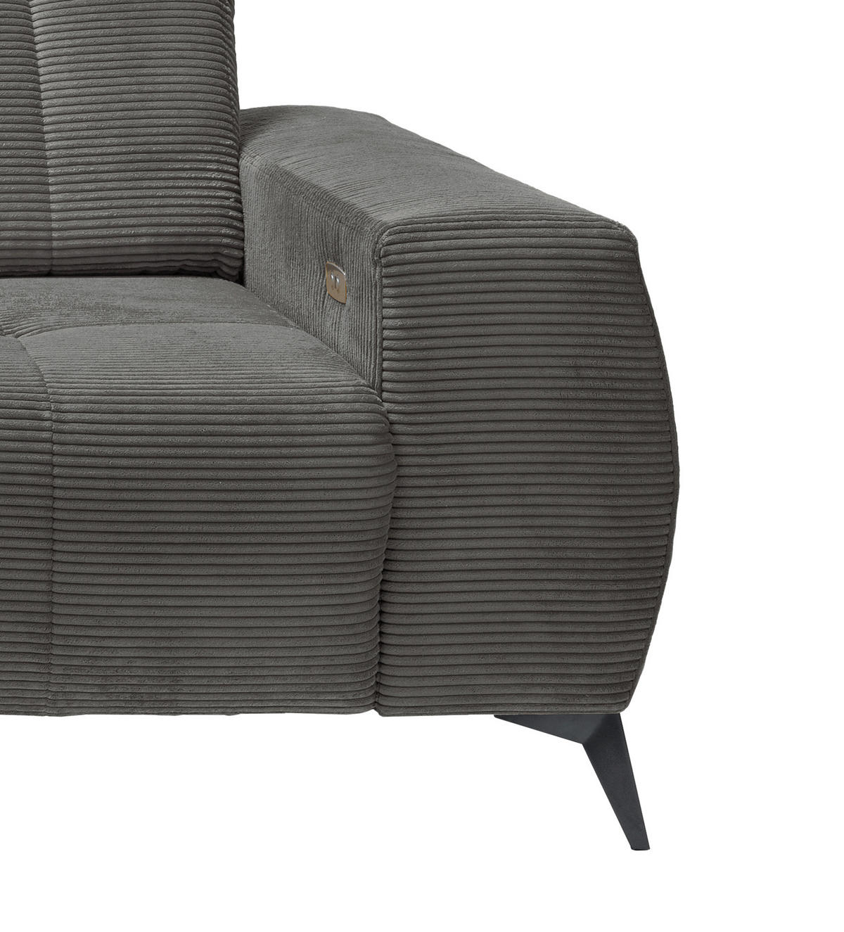 ECKSOFA in Cord Grau  - Schwarz/Grau, Modern, Textil/Metall (258/180cm) - Livetastic