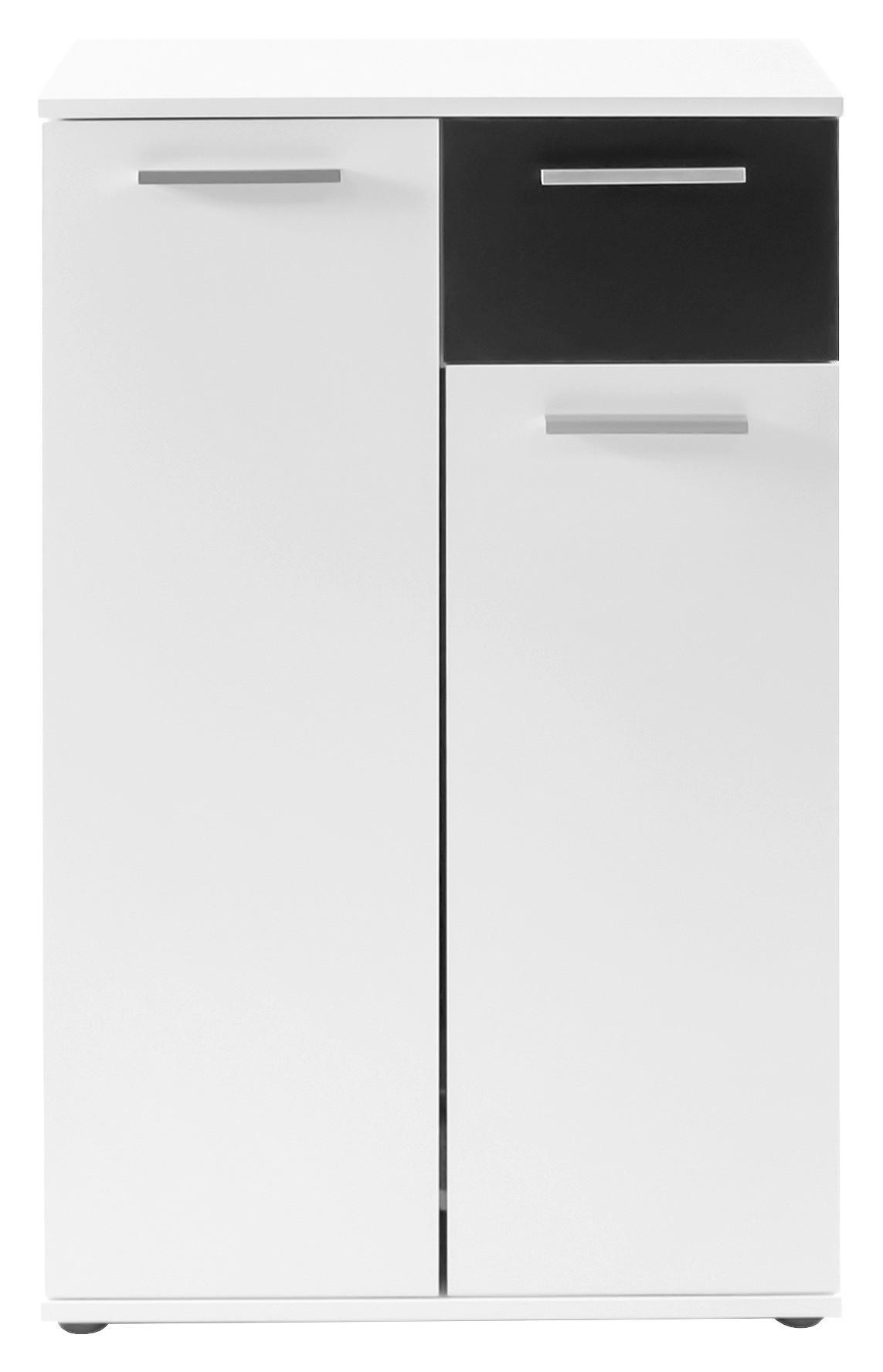 KOMMODE , 60/102/30 cm, 1 Schublade(n)  - Silberfarben/Schwarz, LIFESTYLE, Holzwerkstoff/Kunststoff (60/102/30cm) - MID.YOU