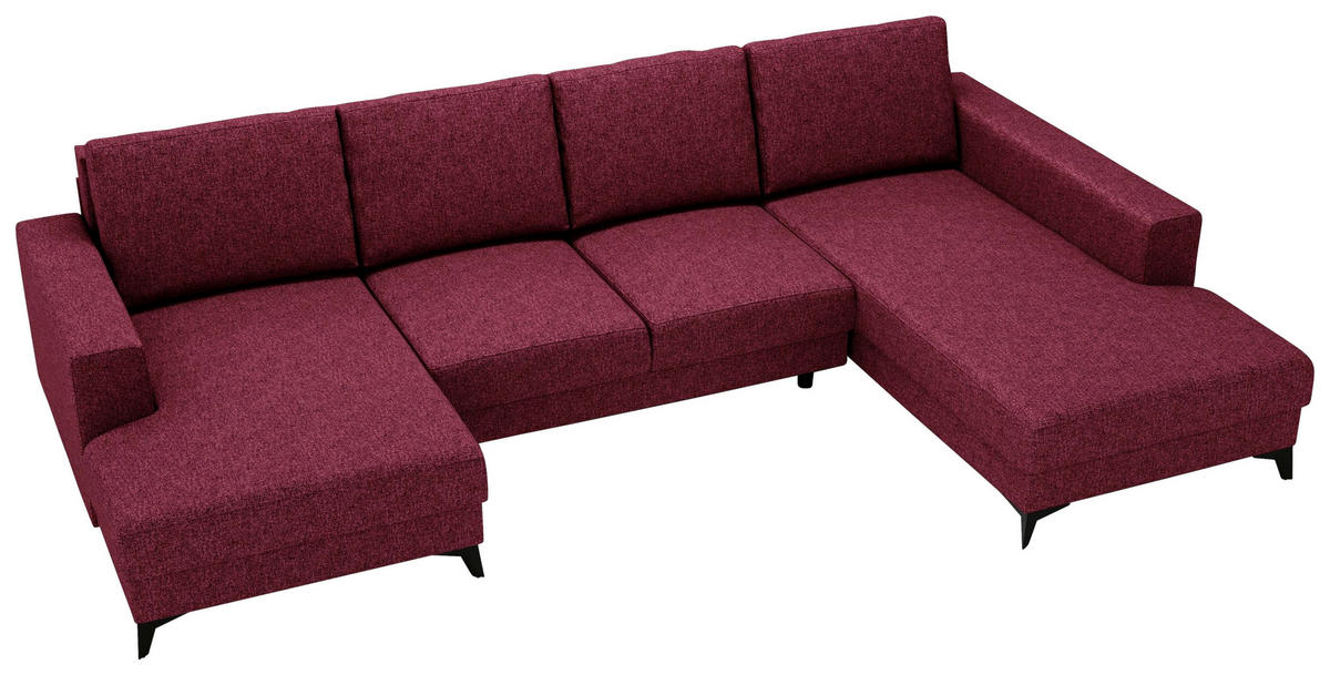 WOHNLANDSCHAFT in Flachgewebe Rot  - Rot/Schwarz, Design, Textil/Metall (156/339/190cm) - Livetastic