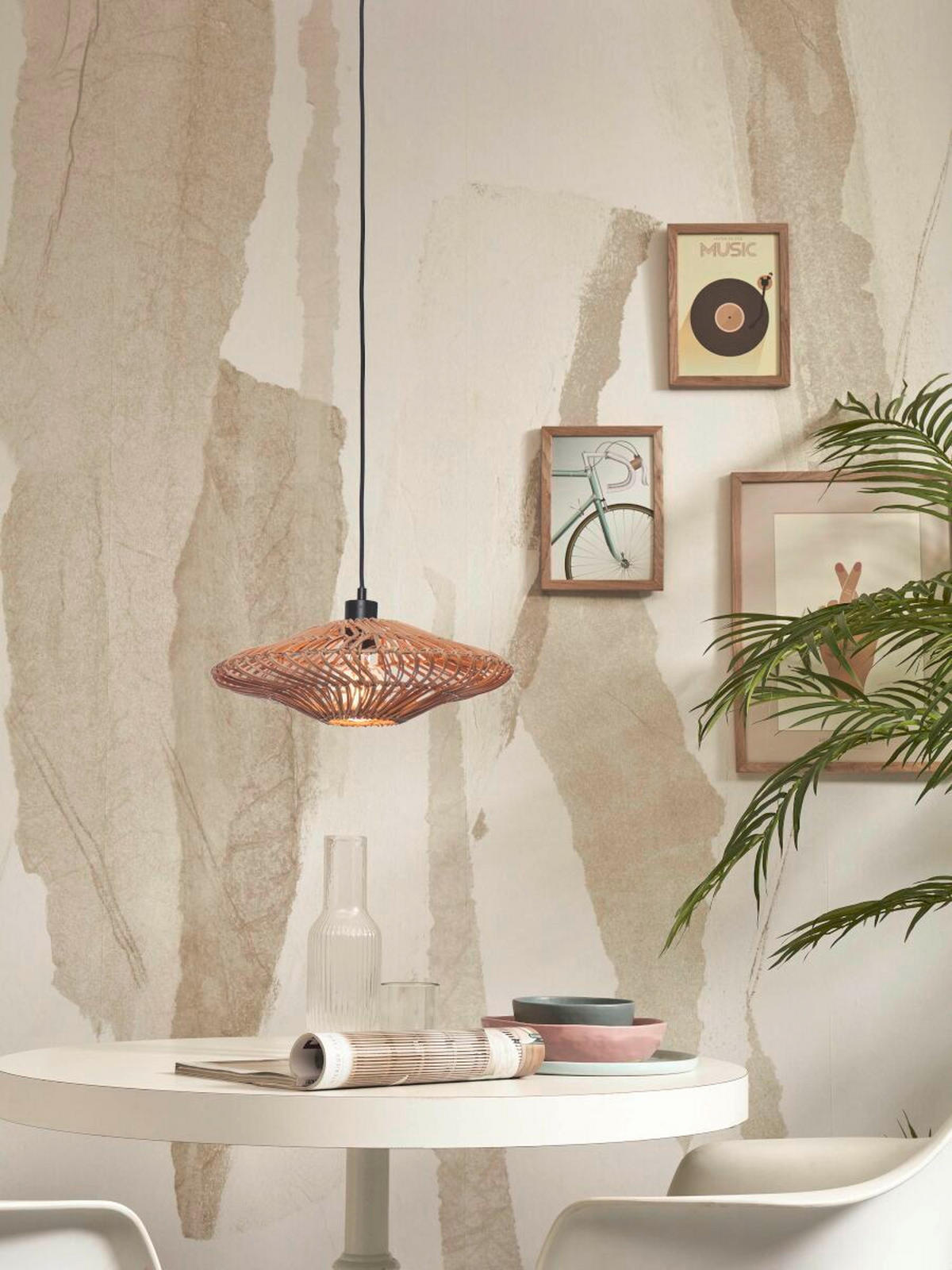 HÄNGLAMPA GOOD&MOJO  40/12 cm  - naturfärgad, Trend, naturmaterial (40/12cm) - Good & Mojo
