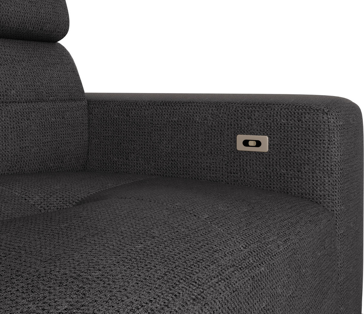 ECKSOFA Anthrazit Chenille  - Anthrazit/Schwarz, KONVENTIONELL, Textil/Metall (178/264cm) - Hom`in