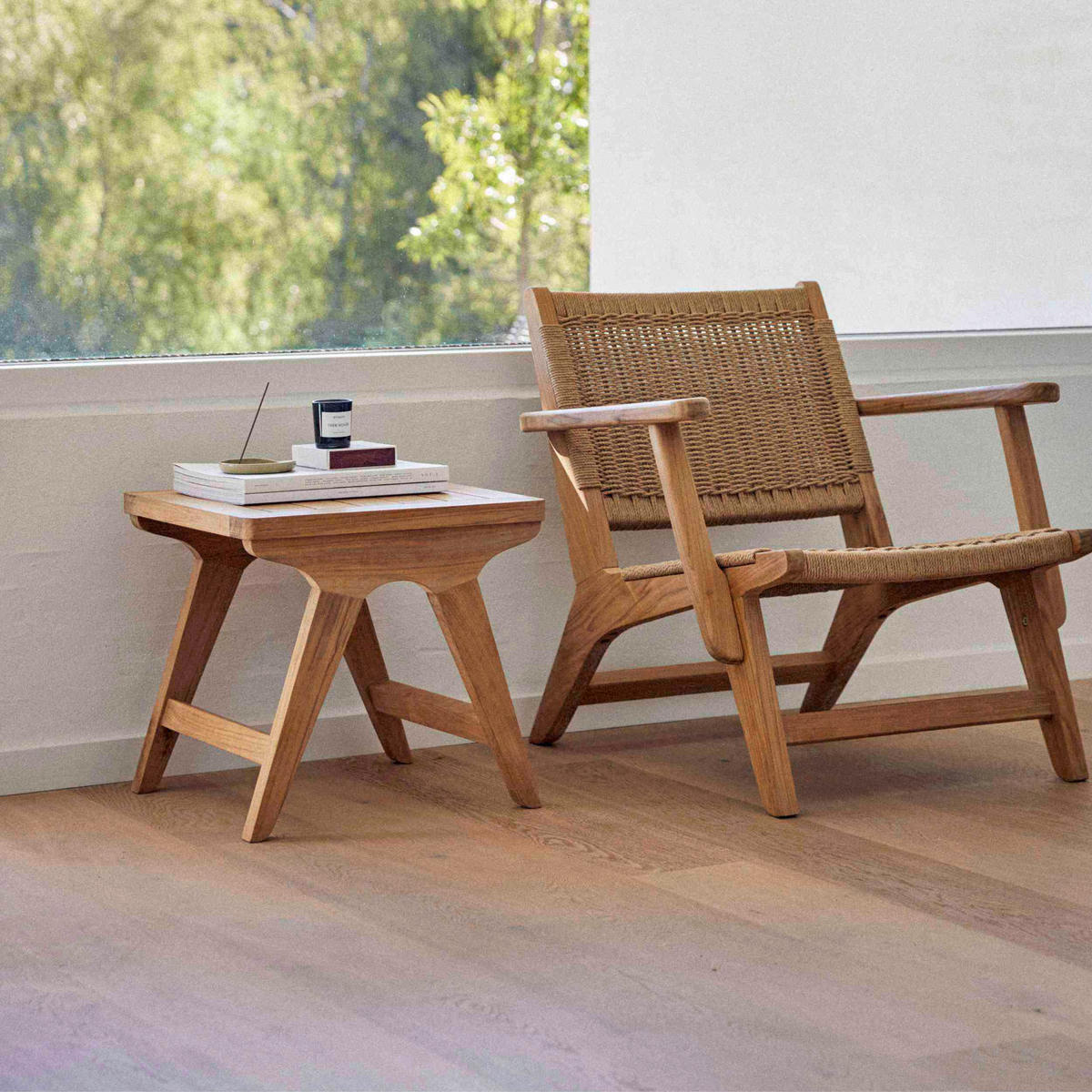 LOUNGETISCH 45/45/42 cm Holz Naturfarben, Teakfarben quadratisch  - Naturfarben/Teakfarben, Natur, Holz (45/45/42cm) - Gardenson