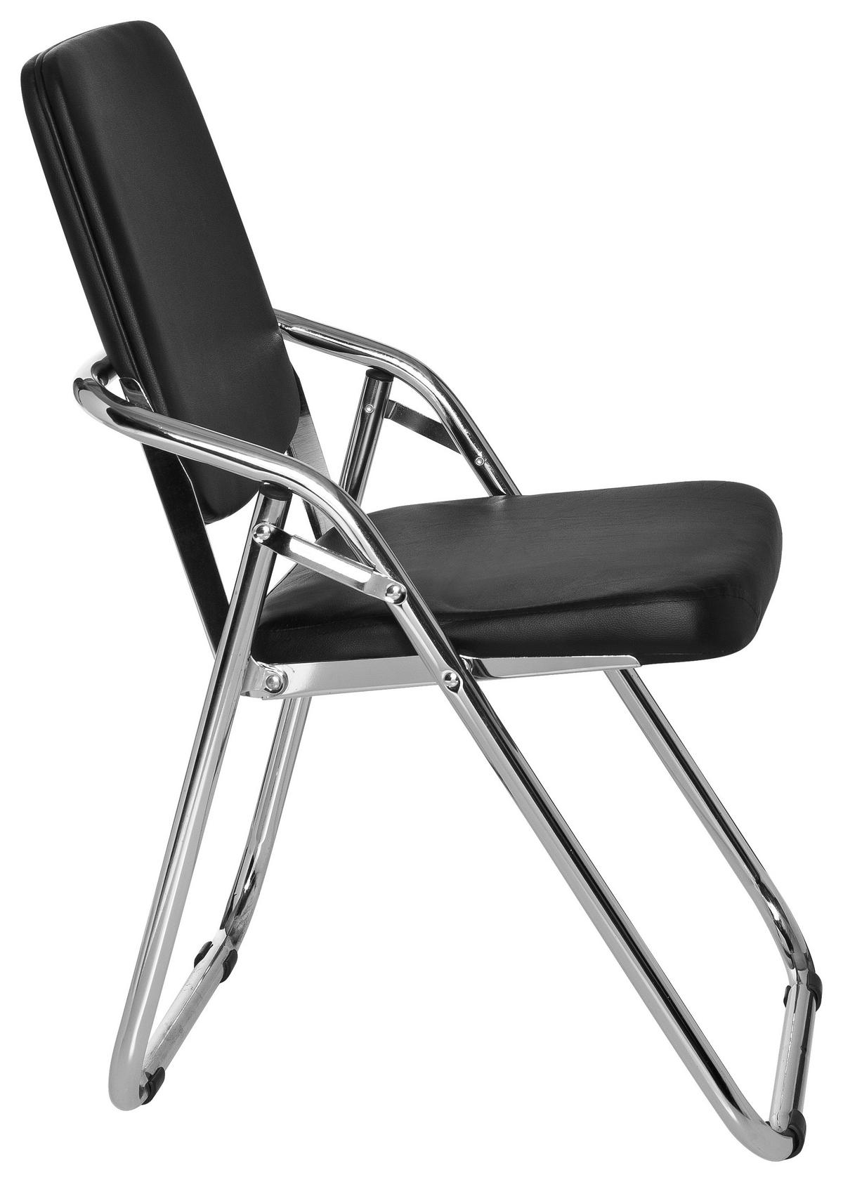 BESUCHERSTUHL  in Lederlook Schwarz, Chromfarben  - Chromfarben/Schwarz, MODERN, Textil/Metall (48/91/40cm) - MID.YOU
