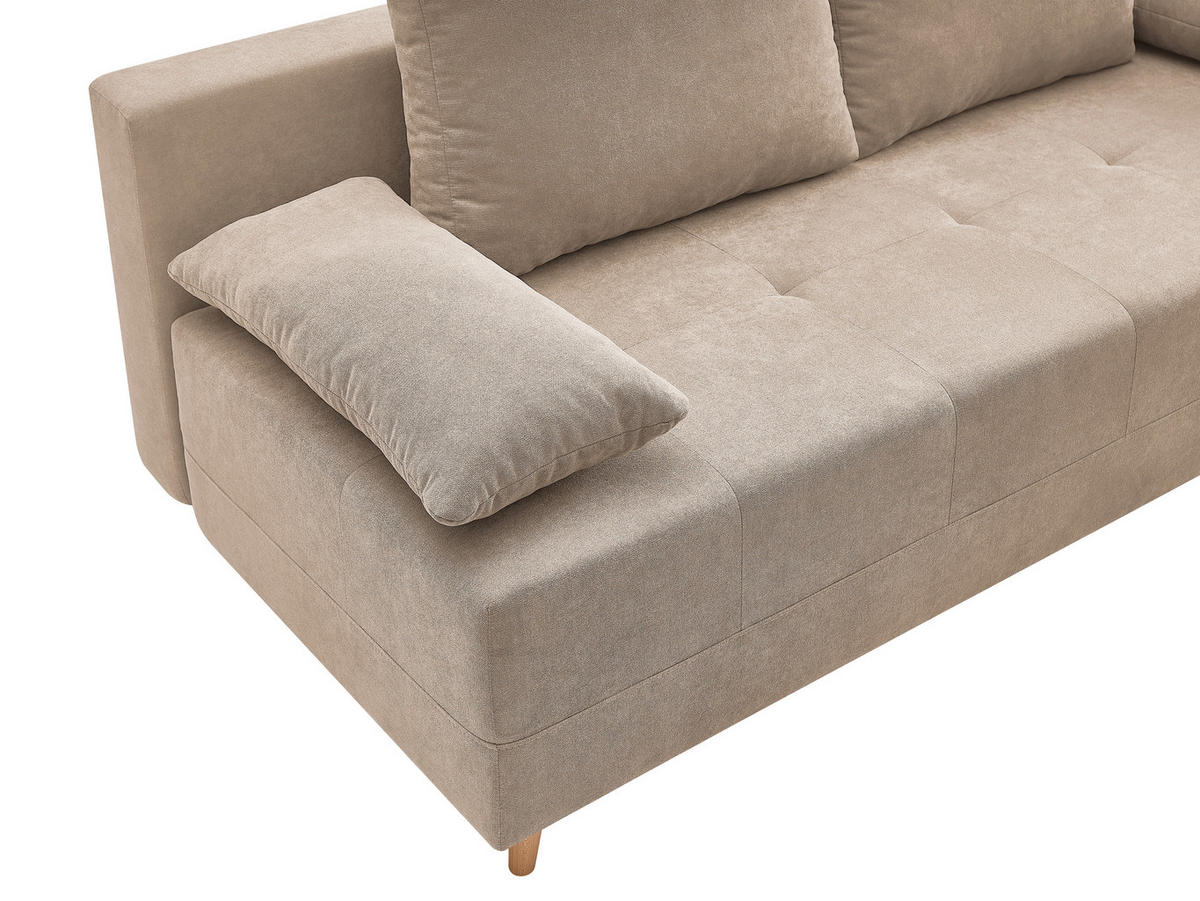 SCHLAFSOFA LUMOS Samt Braun  inkl. Rückenkissen, Armlehnenkissen, Schlaffunktion, Rücken echt, Stauraum  - Naturfarben/Braun, Design, Textil (206/96/96cm) - P & B