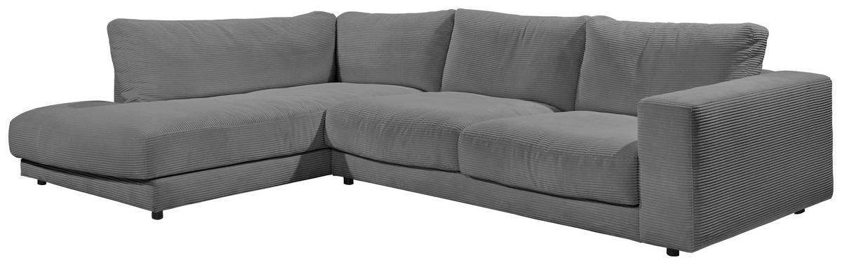 ECKSOFA in Cord Dunkelgrau  - Dunkelgrau/Schwarz, Design, Kunststoff/Textil (224/325cm) - Hom`in