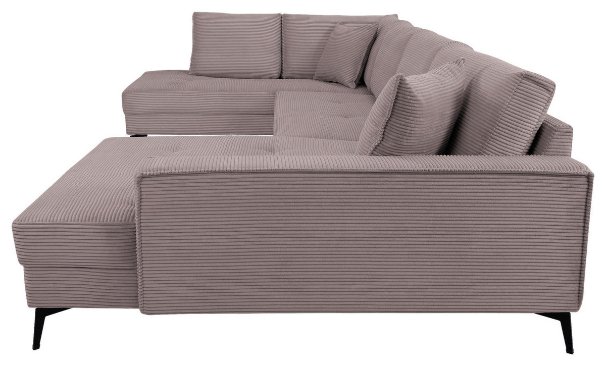 WOHNLANDSCHAFT ZERO Rosa Cord  - Schwarz/Rosa, Trend, Textil/Metall (195/362/173cm) - Livetastic