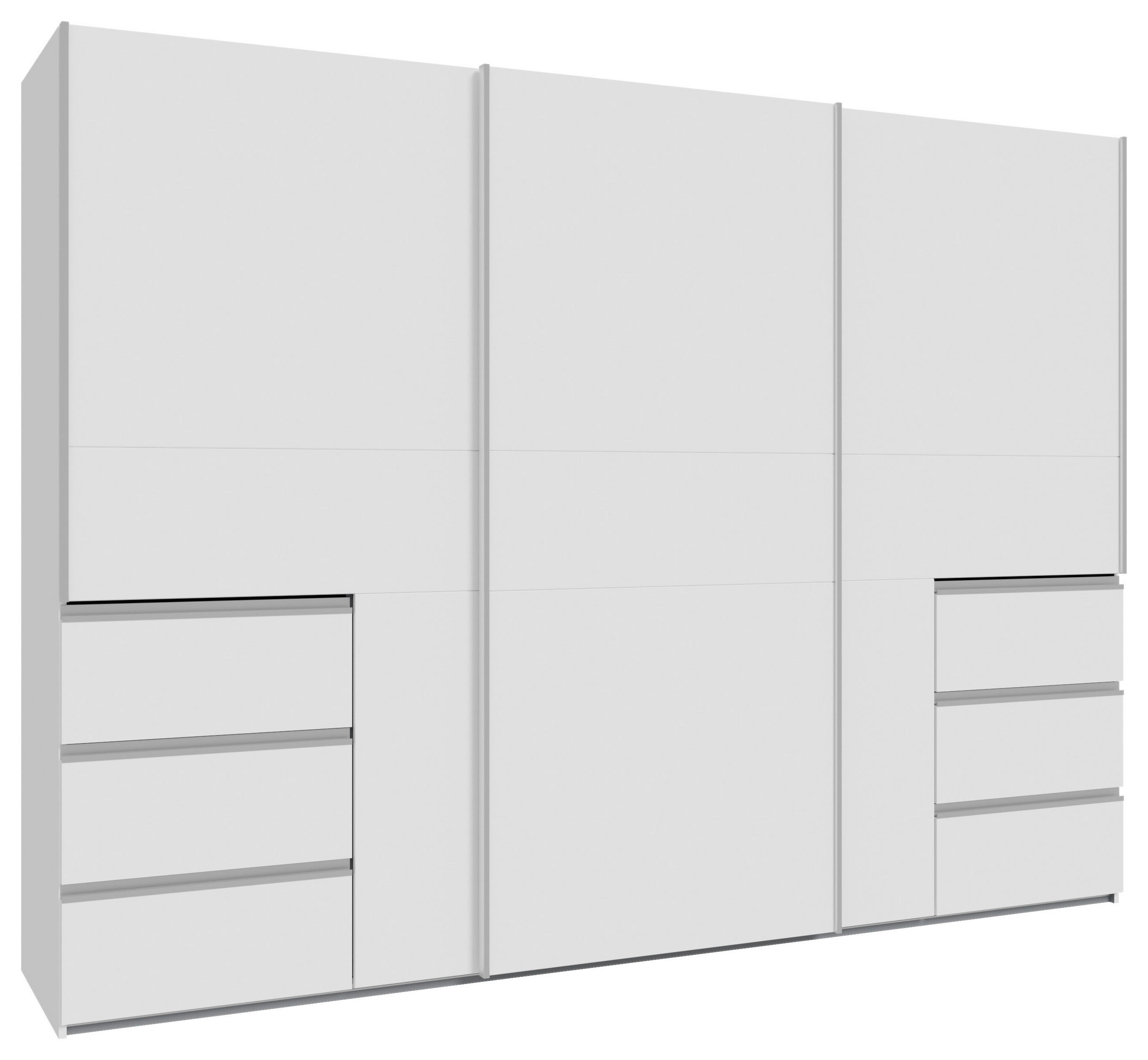SCHWEBETÜRENSCHRANK  in Weiß  - Alufarben/Weiß, KONVENTIONELL, Holzwerkstoff/Metall (270/200/61cm) - Carryhome
