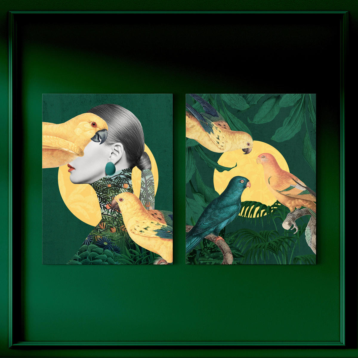 BILDERSET 2x32/42 cm  - Gelb/Grün, Basics, Holz/Textil (2x32/42cm)