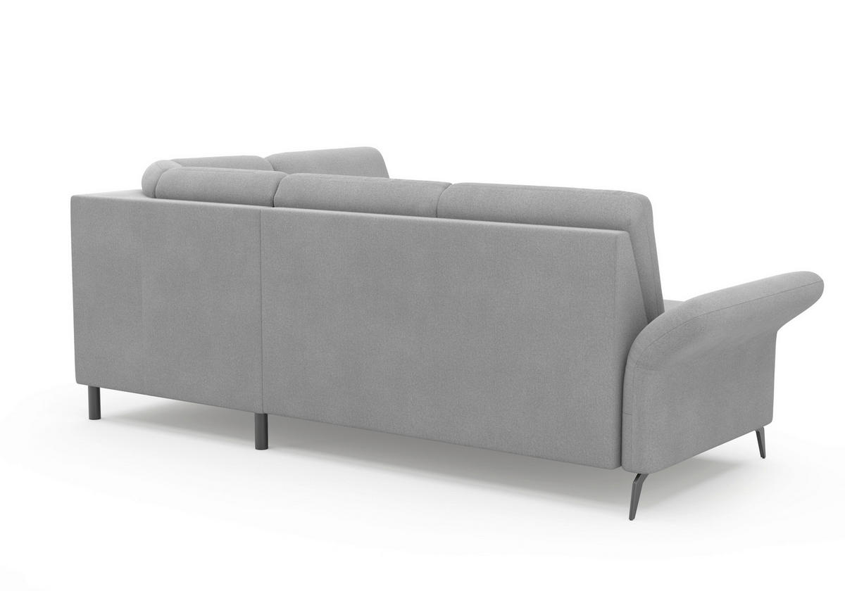 ECKSOFA ROCHELLE E Grau Flachgewebe  - Schwarz/Grau, KONVENTIONELL, Textil/Metall (240/216cm) - Sit & More