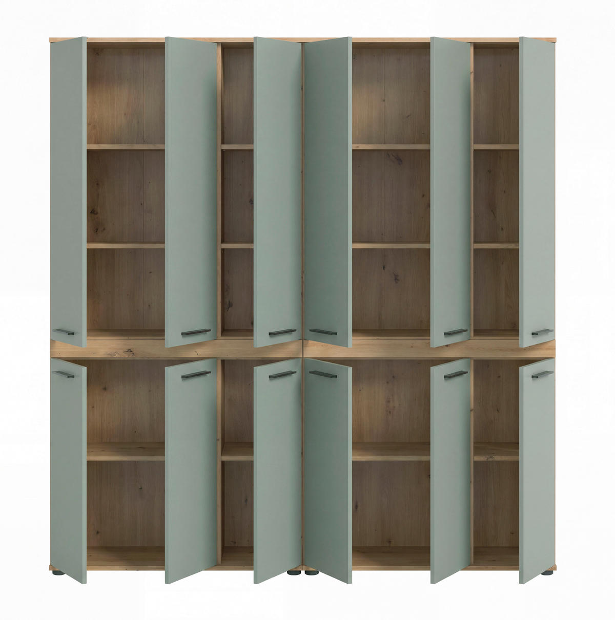 BADEZIMMER 2-teilig  in 180 cm  - Salbeigrün/Schwarz, Trend, Holzwerkstoff/Kunststoff (180cm) - MID.YOU
