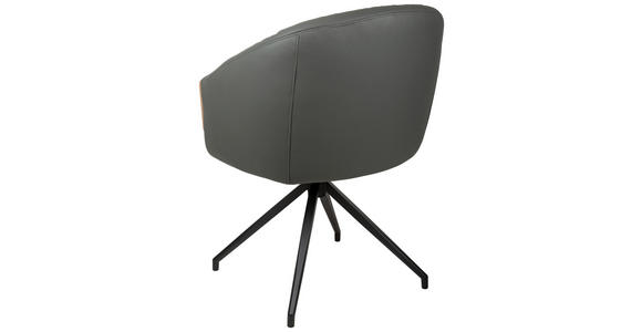 ARMLEHNSTUHL  Sitzfläche 360° drehbar, automatische Rückholfunktion  Echtleder  - Anthrazit/Schwarz, Design, Leder/Holz (61/84/62cm) - Valnatura