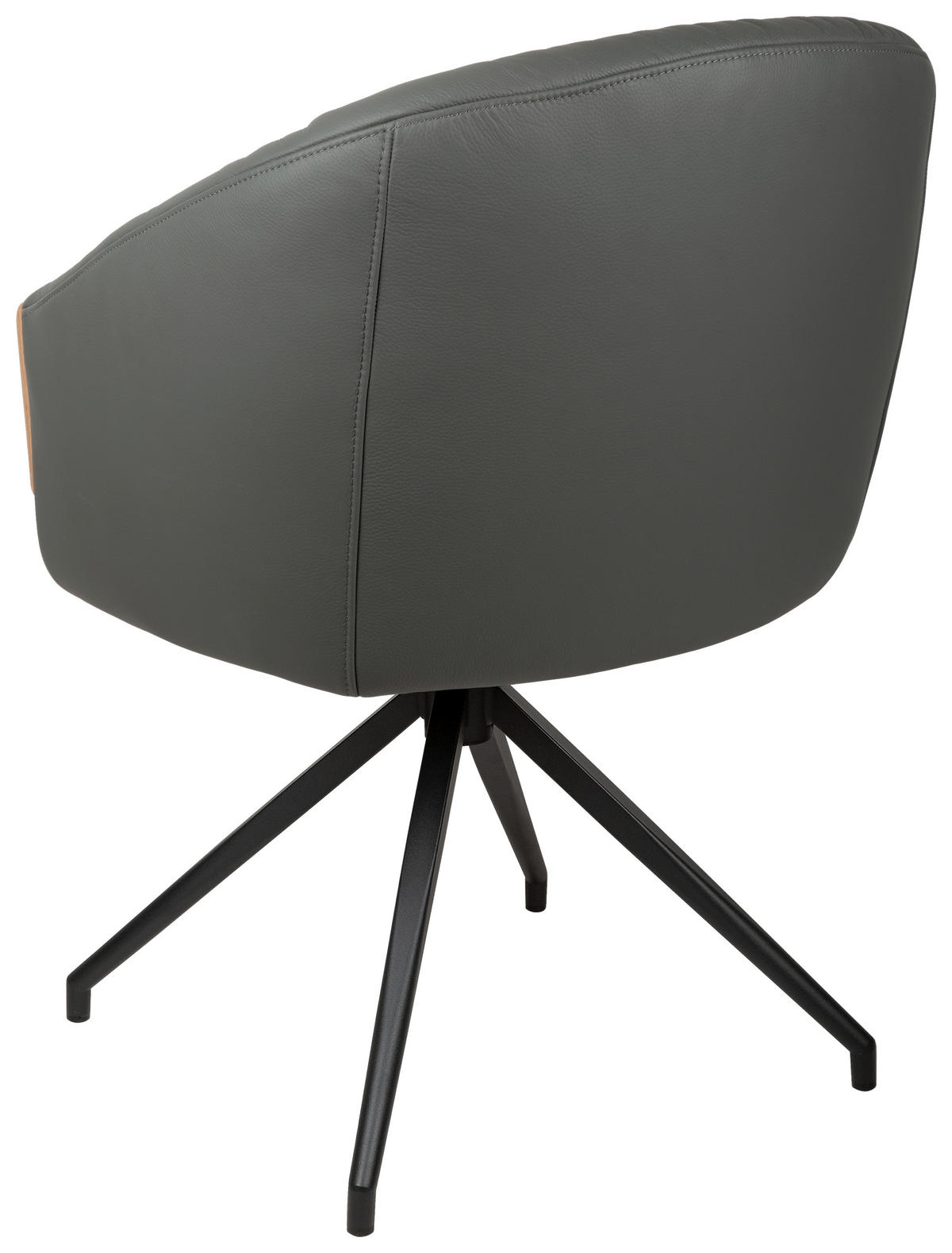 ARMLEHNSTUHL  Sitzfläche 360° drehbar, automatische Rückholfunktion  Echtleder  - Anthrazit/Schwarz, Design, Leder/Holz (61/84/62cm) - Valnatura