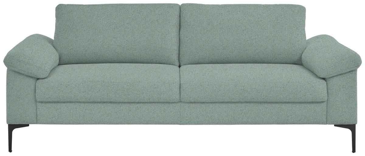 3-SITZER-SOFA in Flachgewebe Salbeigrün  - Salbeigrün/Schwarz, Design, Textil/Metall (226/89/97cm) - Pure Home Lifestyle