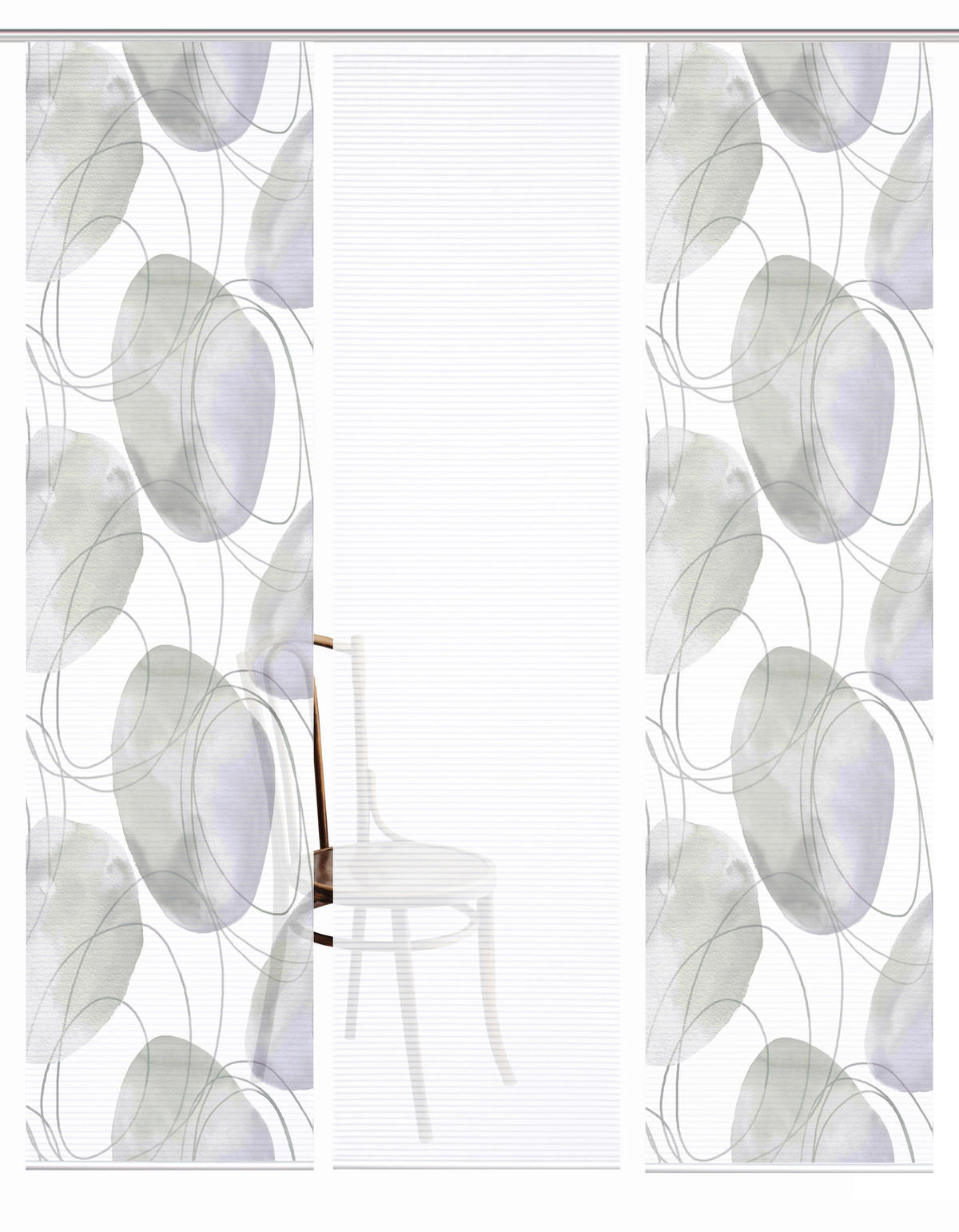 FLÄCHENVORHANG  3 Stück  blickdicht  60/245 cm   - Flieder/Weiß, Natur, Textil (60/245cm)