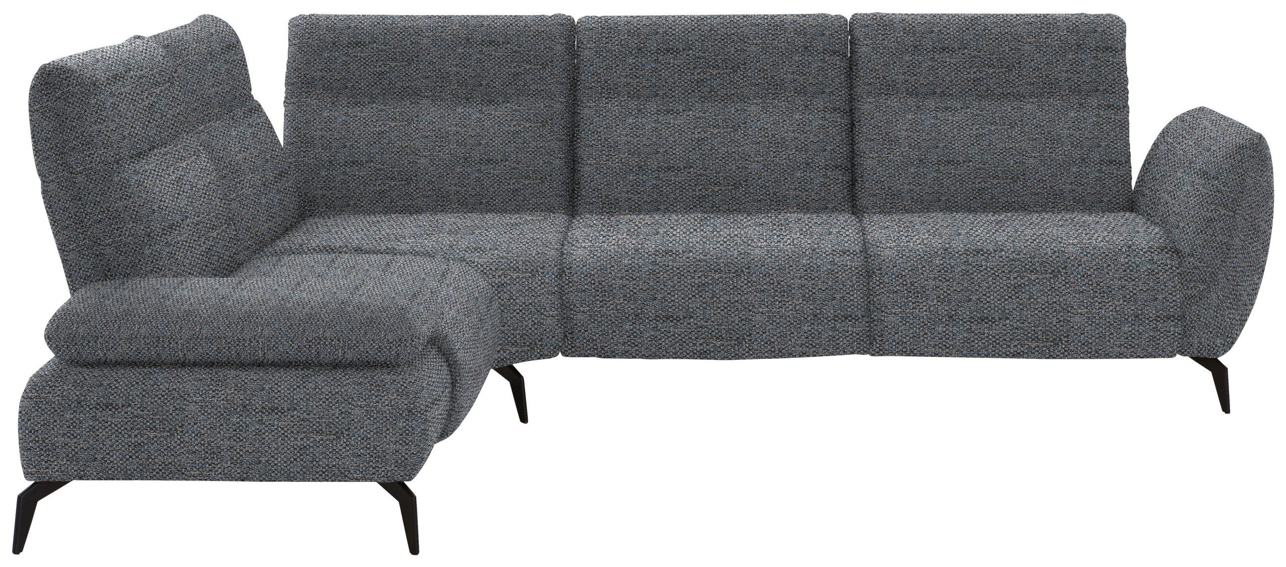 ECKSOFA in Webstoff Grau  - Schwarz/Grau, Design, Textil/Metall (223/290cm) - Moderano