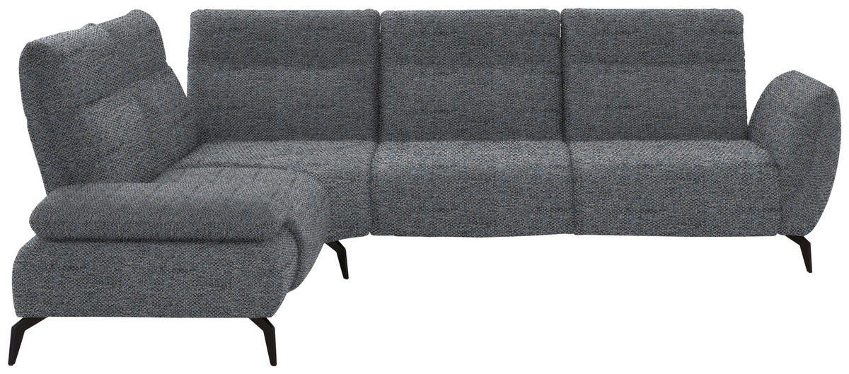 ECKSOFA in Webstoff Grau  - Schwarz/Grau, Design, Textil/Metall (223/290cm) - Moderano