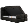BOXBETT 120/200 cm,  in Schwarz, gepolstertes Kopfteil, Bettkasten, Topper, H3 = fest  - Schwarz, Design, Holzwerkstoff/Kunststoff (120/200cm) - Xora