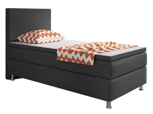BOXSPRINGBETT 90/200 cm  in Anthrazit  - Anthrazit/Silberfarben, KONVENTIONELL, Textil/Metall (90/200cm) - MID.YOU