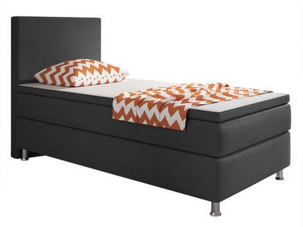 BOXSPRINGBETT 90/200 cm  in Anthrazit  - Anthrazit/Silberfarben, KONVENTIONELL, Textil/Metall (90/200cm) - MID.YOU