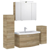 BADEZIMMER 5-teilig  in 158 cm  - Chromfarben/Eichefarben, KONVENTIONELL, Glas/Keramik (158cm) - Pelipal