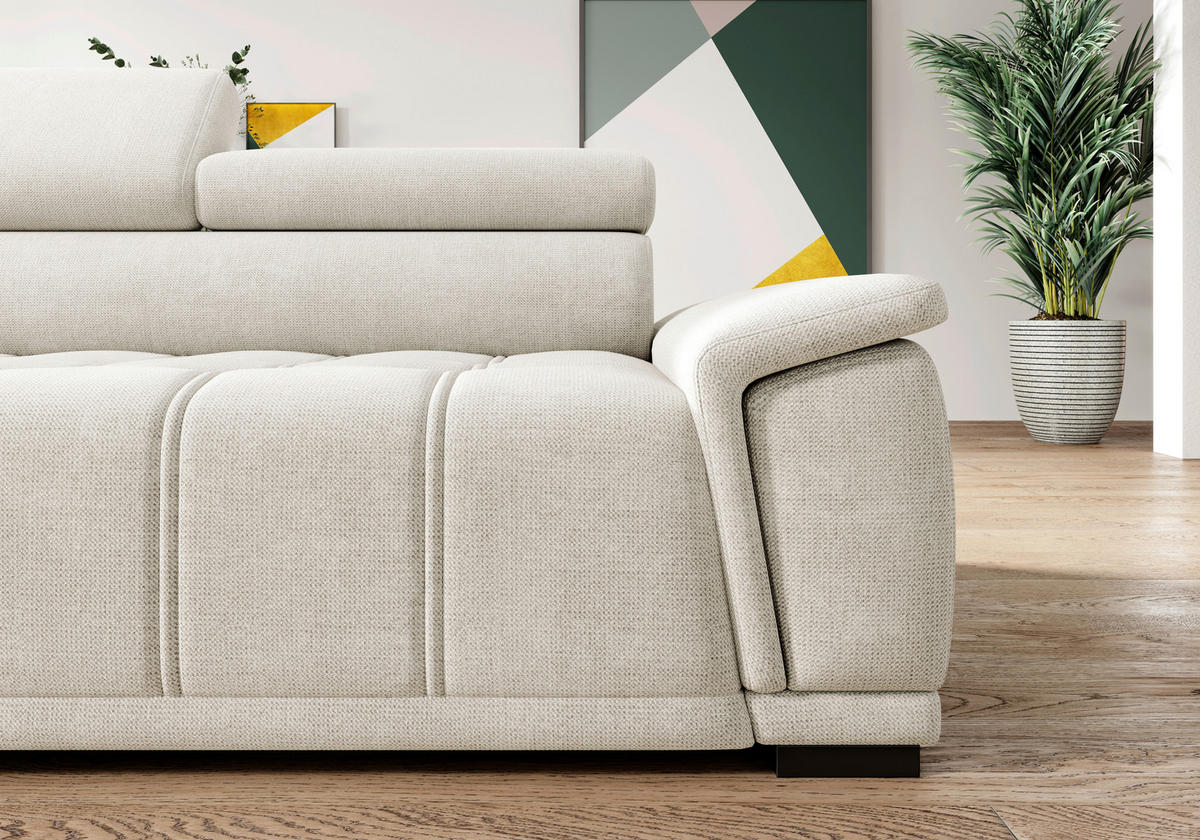 HÖRNSOFFA i vävt tyg, chenille sandfärgad  - sandfärgad/svart, Modern, textil/plast (106/283cm) - MID.YOU