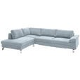 ECKSOFA  in Velours Hellblau  200/281 cm  - Chromfarben/Hellblau, Design, Textil/Metall (200/281cm) - Hom`in
