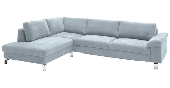 ECKSOFA  in Velours Hellblau  200/281 cm  - Chromfarben/Hellblau, Design, Textil/Metall (200/281cm) - Hom`in