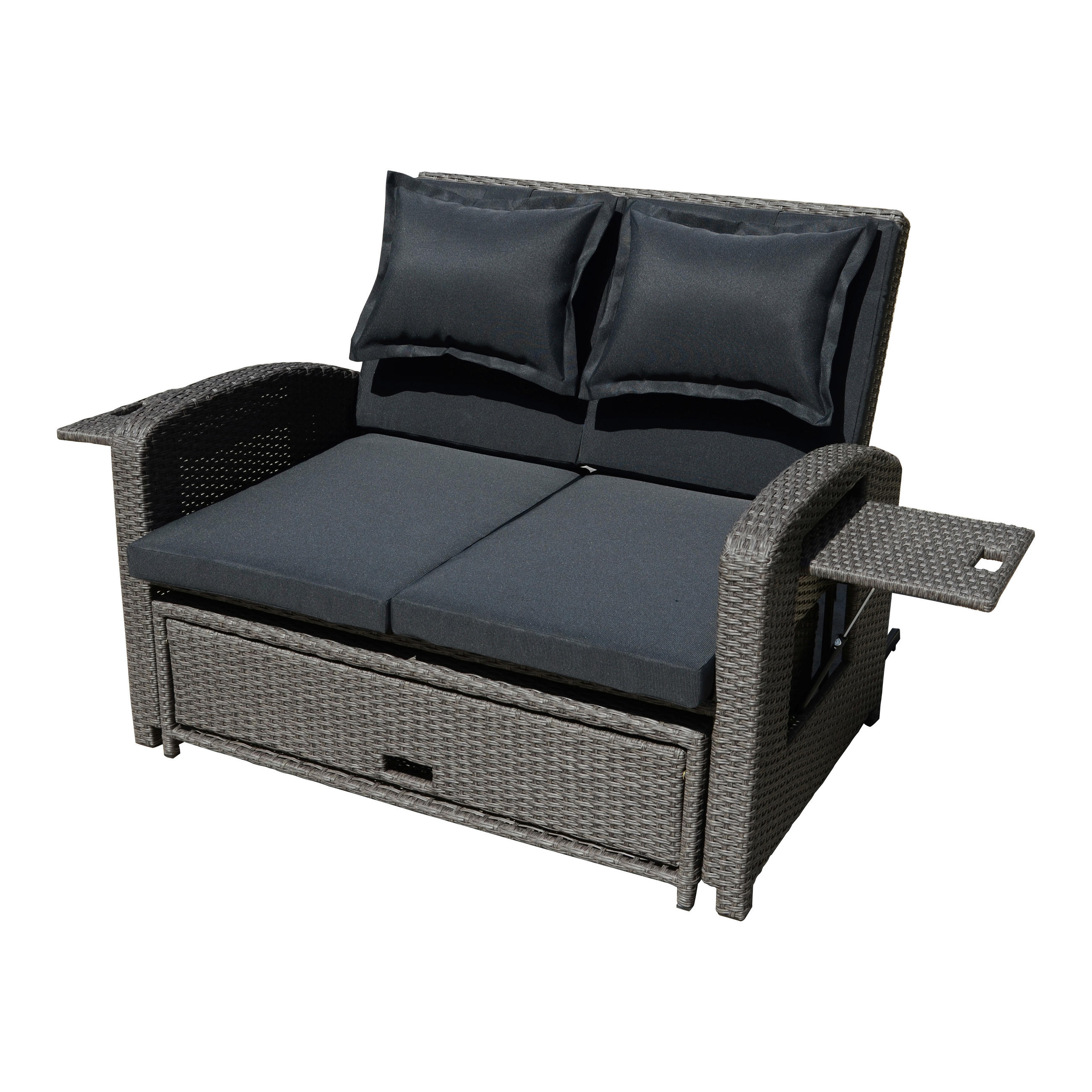 LOUNGESOFA Stahl  - Schwarz, Basics, Kunststoff/Textil - Gardenson