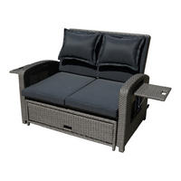 LOUNGESOFA Stahl  - Schwarz, Basics, Kunststoff/Textil - Gardenson