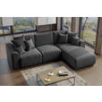 ECKSOFA in Velours Dunkelgrau  - Chromfarben/Dunkelgrau, KONVENTIONELL, Kunststoff/Textil (293/195cm) - Carryhome