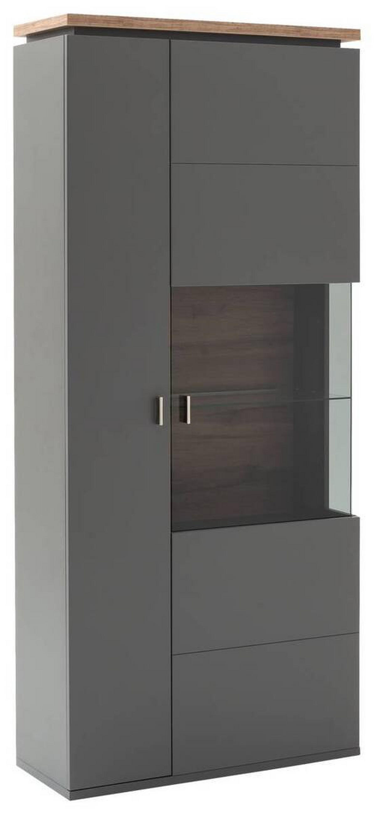 VITRIN szürke, Wotan tölgy  - Wotan tölgy/szürke, Design, faalapú anyag/Üveg (90/208/37cm) - Stylife