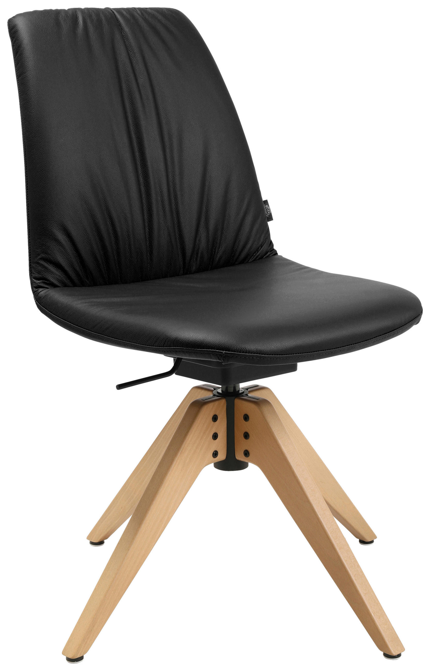 STUHL Echtleder Schwarz Buche Hartholz - Eichefarben/Schwarz, Design, Leder/Holz (46/82,5-85,25/55cm) - Johann Jakob