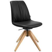 STUHL Echtleder Schwarz Buche Hartholz  - Eichefarben/Schwarz, Design, Leder/Holz (46/82,5-85,25/55cm) - Johann Jakob