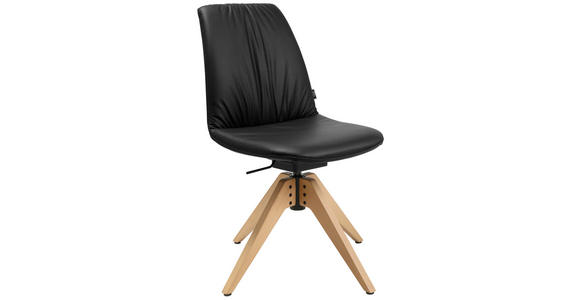 STUHL in Echtleder pigmentiert Holz, Leder - Eichefarben/Schwarz, Design, Leder/Holz (46/82,5-85,25/55cm) - Johann Jakob