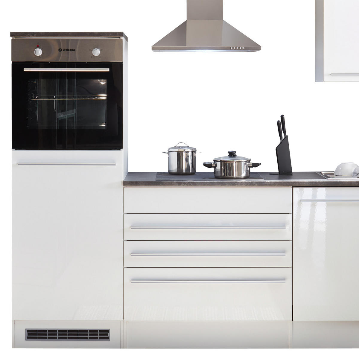 MODULKÖK UTAN VITVAROR 260 cm   i vit  - vit/silver, Klassisk, trämaterial/plast (260cm) - MID.YOU
