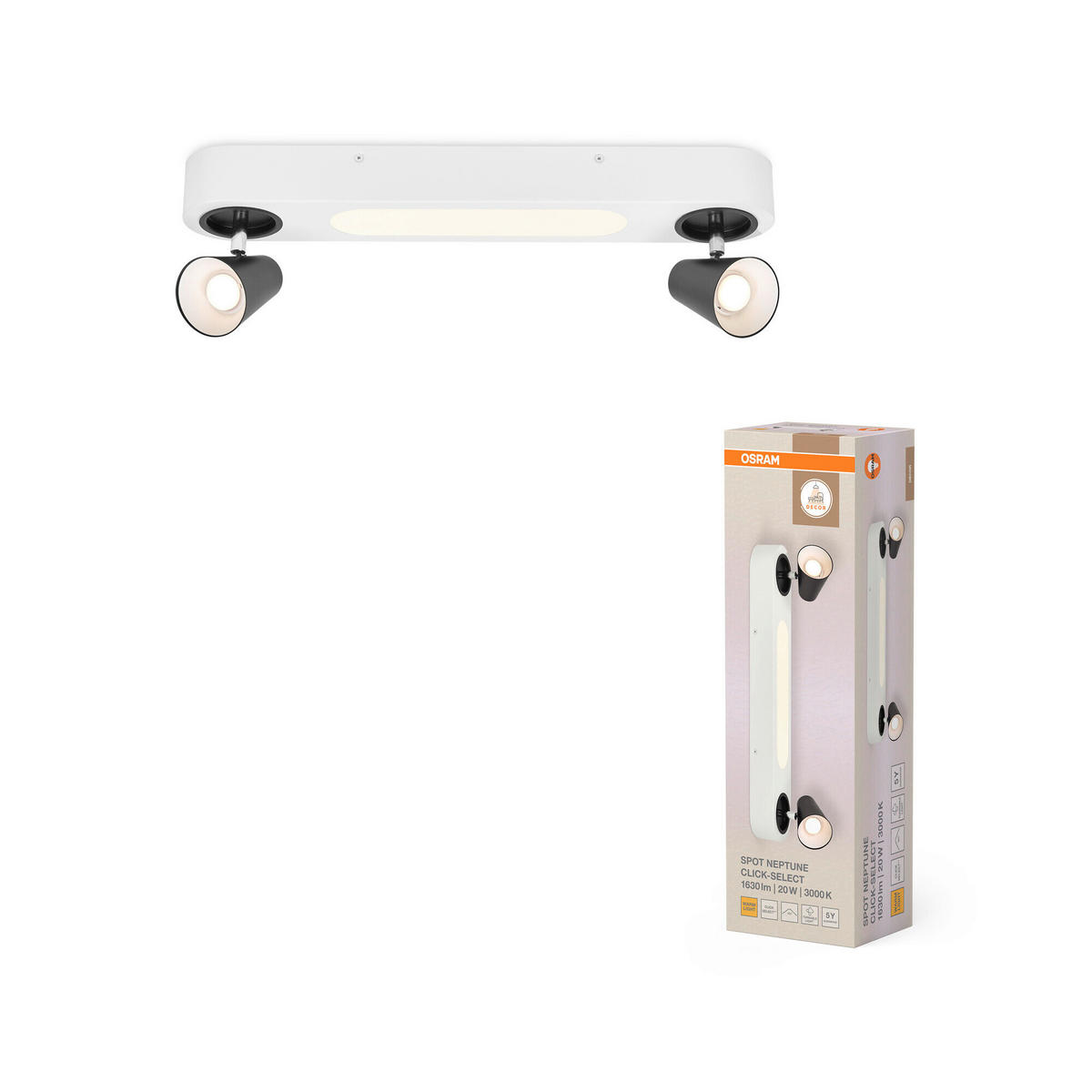 LED-DECKENLEUCHTE 50,8/9/14 cm   - Weiß, Basics, Kunststoff/Metall (50,8/9/14cm) - Osram