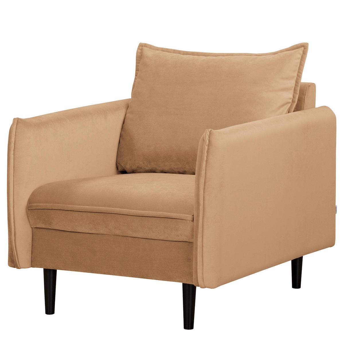 SESSEL in Samt Hellbraun  - Hellbraun/Schwarz, Design, Holz/Textil (74/86/100cm) - P & B
