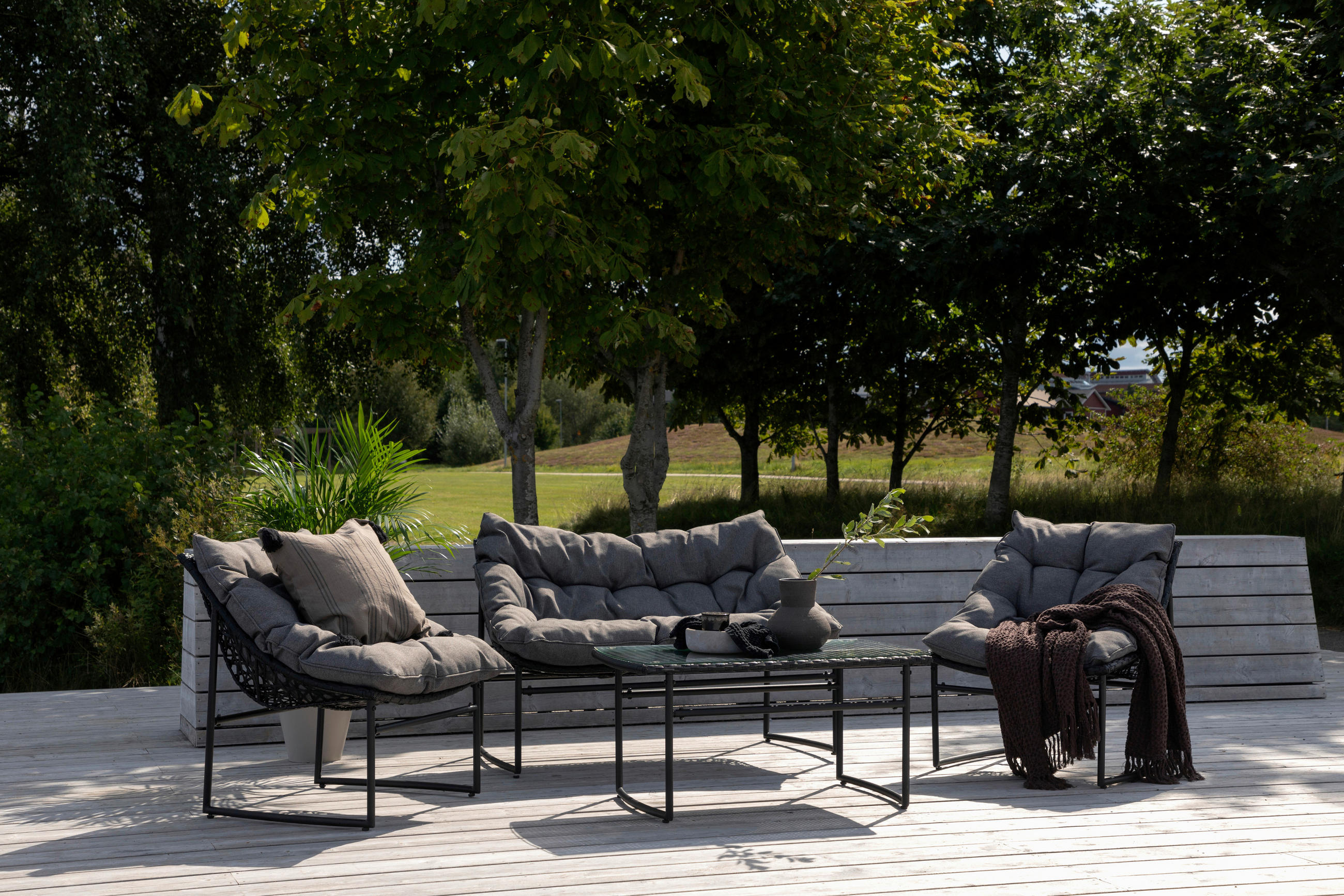 LOUNGEGRUPP  - grå/svart, Klassisk, metall/textil - Gardenson