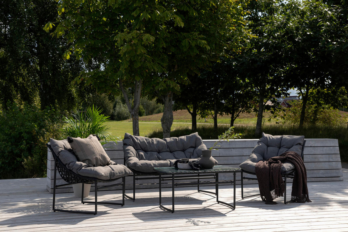 LOUNGEGRUPP  - grå/svart, Klassisk, metall/textil - Gardenson