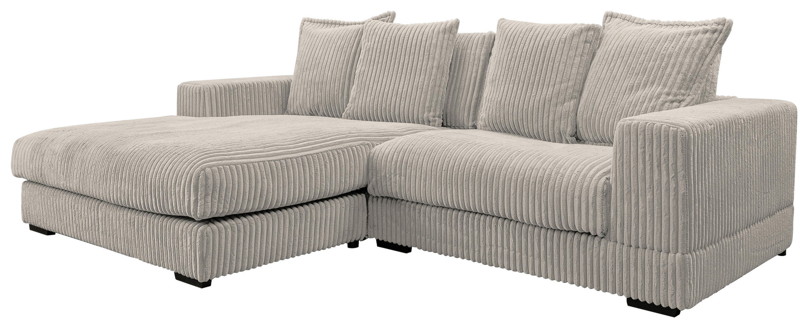ECKSOFA in Cord Taupe  195/285 cm  - Taupe/Schwarz, Design, Kunststoff/Textil (195/285cm) - MID.YOU