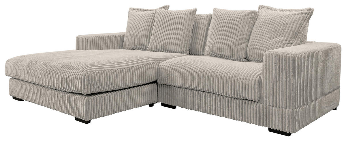 ECKSOFA in Cord Hellgrau  195/285 cm  - Hellgrau/Schwarz, Design, Kunststoff/Textil (195/285cm) - MID.YOU