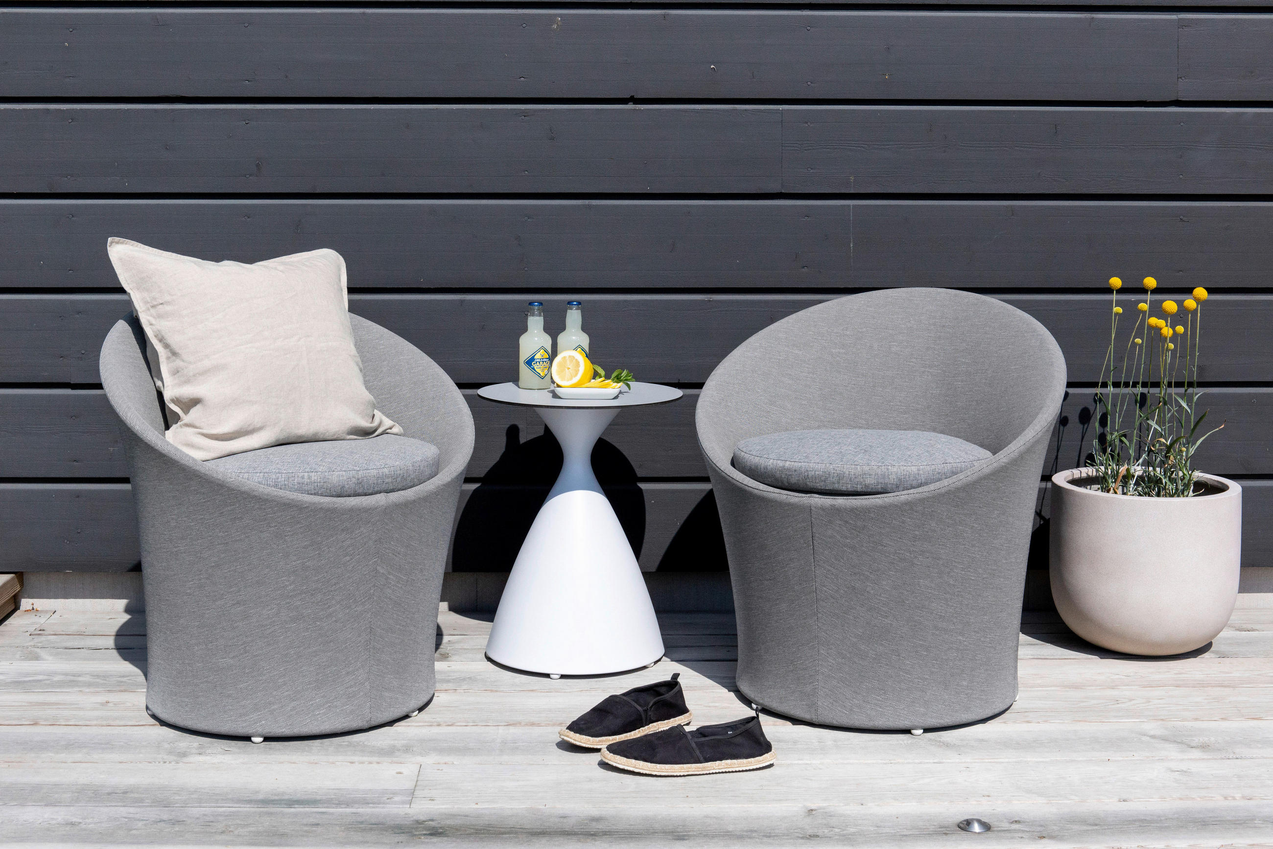 GARTENSET Aluminium  - Weiß/Grau, KONVENTIONELL, Textil/Metall - Gardenson