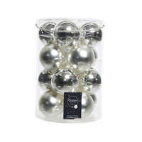 CHRISTBAUMKUGEL-SET 8,00 cm 16-teilig  - Silberfarben, LIFESTYLE, Glas (8,00cm)