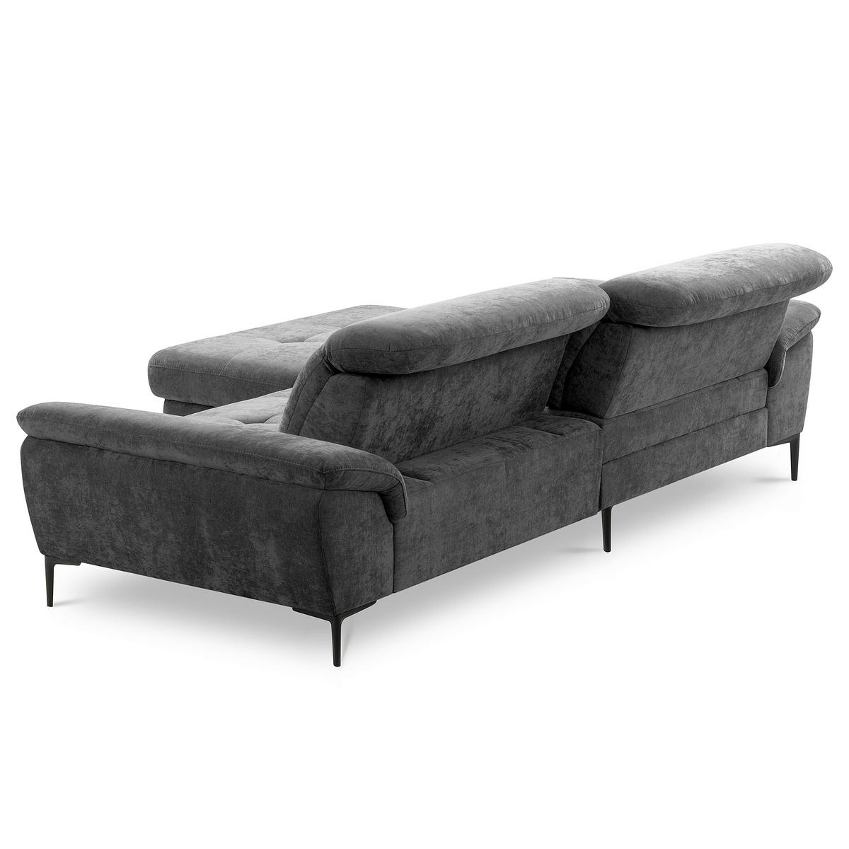 ECKSOFA  Webstoff Schwarz  - Schwarz, Design, Textil/Metall (195/268cm) - Livetastic
