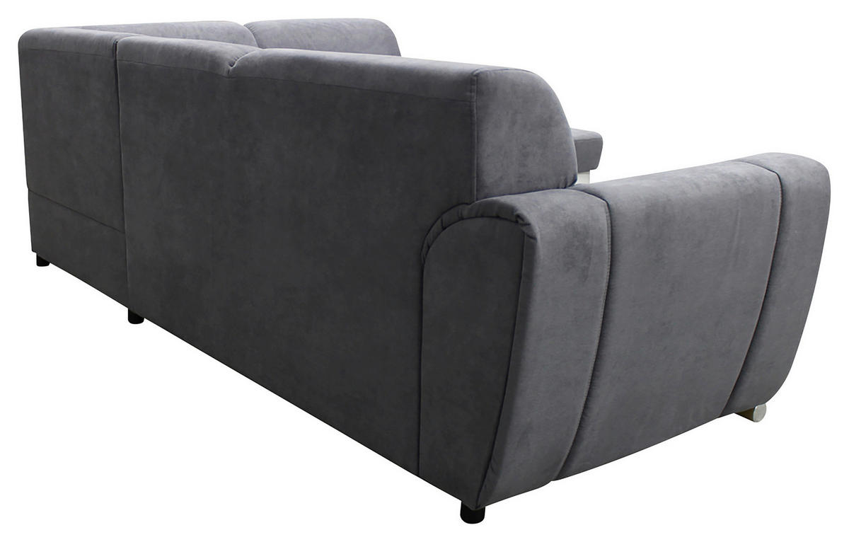 ECKSOFA in Velours Grau, Weiß  255/196 cm  - Silberfarben/Weiß, Design, Kunststoff/Textil (255/196cm) - MID.YOU