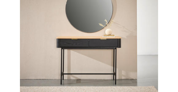 KONSOLENTISCH Amelie Schwarz, Eichefarben  - Eichefarben/Goldfarben, Trend, Holzwerkstoff/Metall (110/35/78cm) - Xora