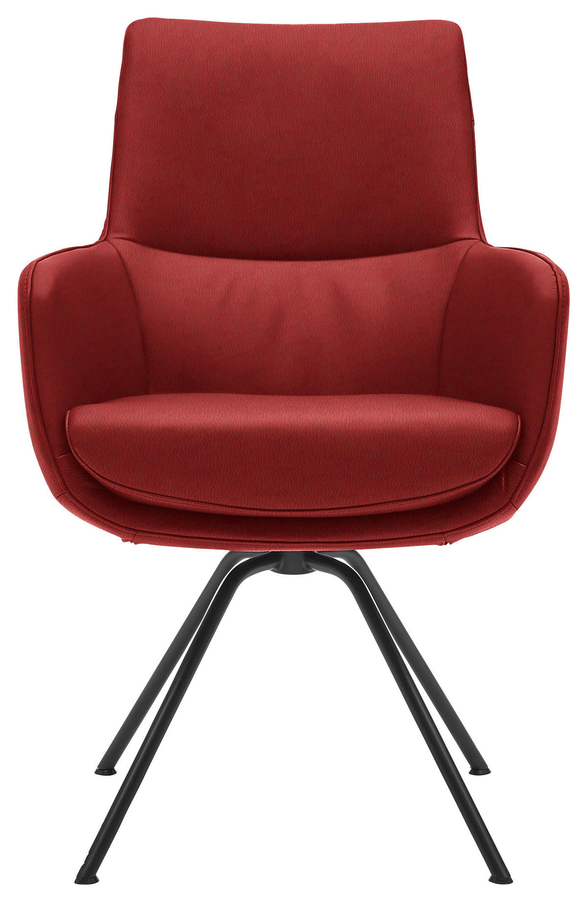 ARMLEHNSTUHL  in Stahl Echtleder  - Weinrot/Schwarz, Design, Leder/Metall (60/90/61cm) - Dieter Knoll