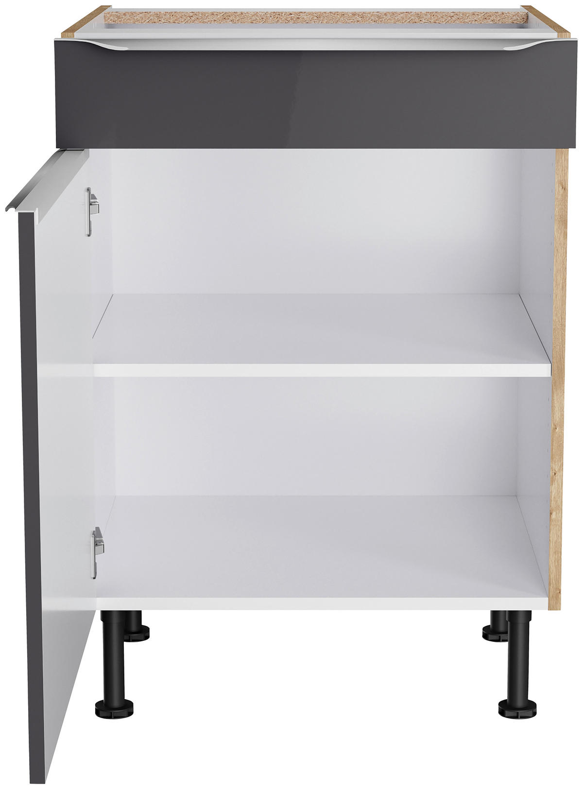 ECKKÜCHE 270/200 cm  in Anthrazit, Eichefarben  - Edelstahlfarben/Eichefarben, Basics, Holzwerkstoff/Metall (270/200cm) - Optifit