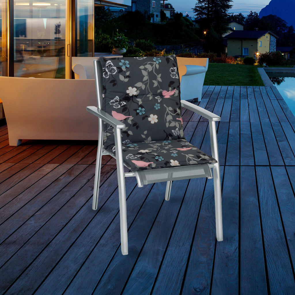 Thumbnail - Gardenson Sesselauflage, Grau, Textil, Vogel, Füllung: Schaumstoff, Fleece, 50x6x100 cm, bügelfrei, formstabil, für den ...